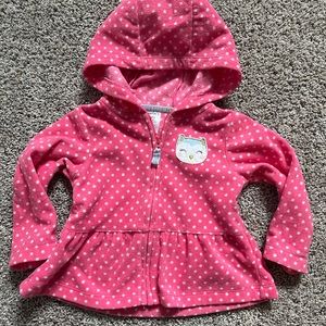 Carters fleece owl pink and white jacket, girls, 12 month